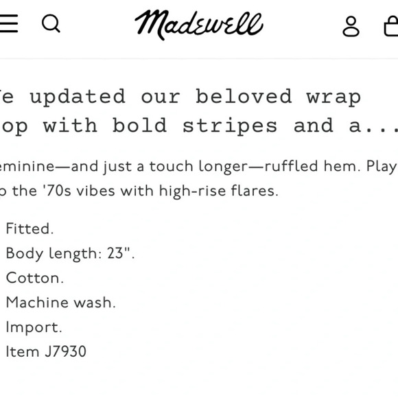 MADEWELL NWOT Ruffle Hem‎ Wrap Top in Stripe Mix - Picture 10 of 10